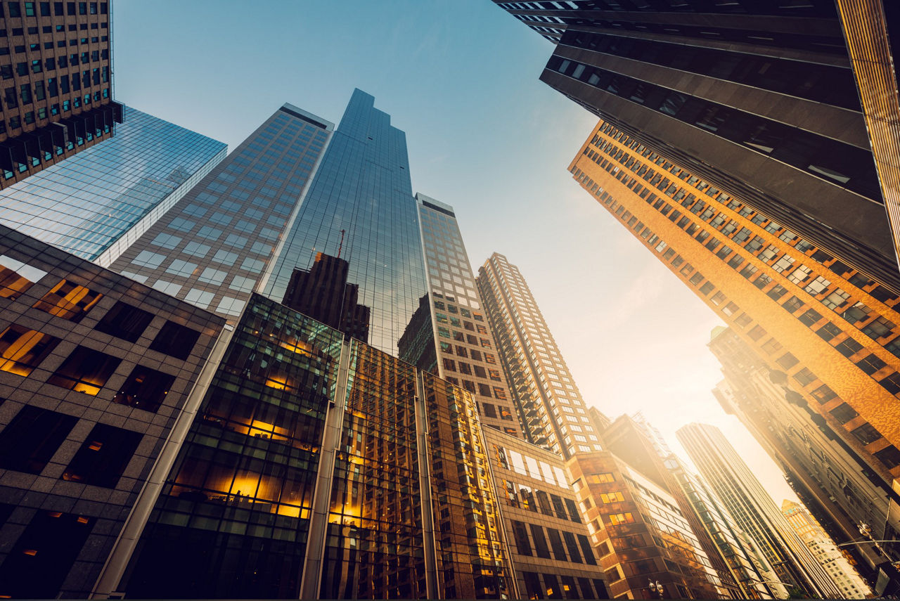 City Buildings at Dusk