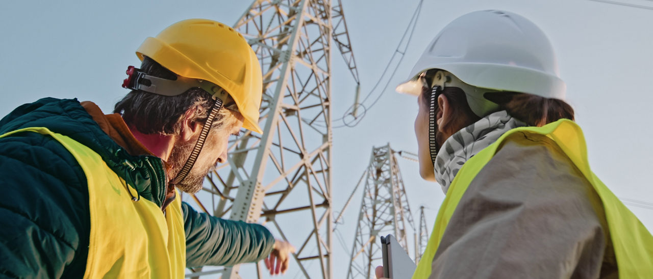Workers with Power Lines