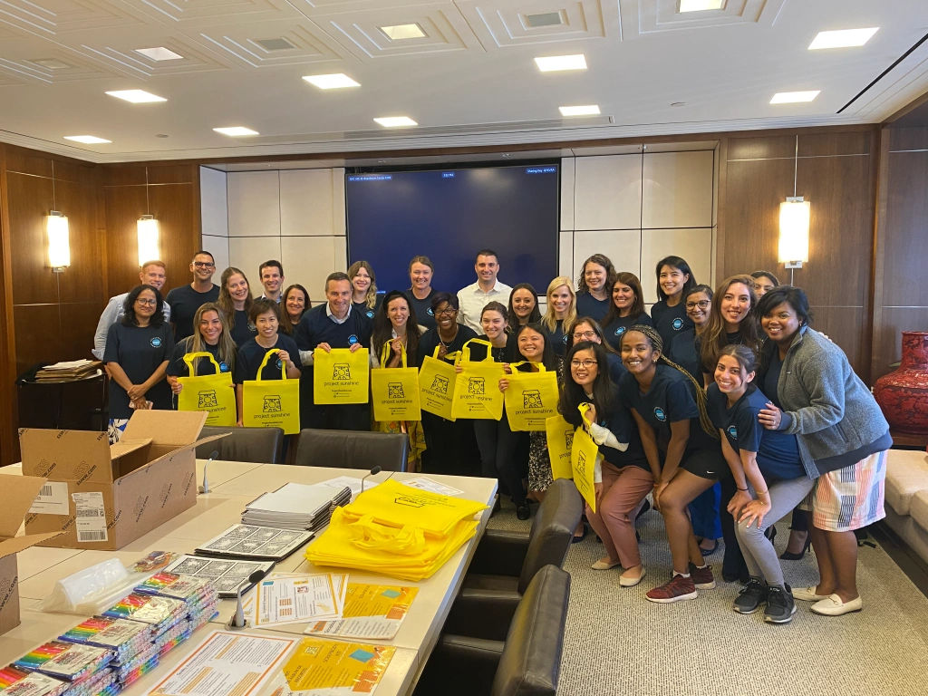 Blackstone Volunteers with Project Sunshine Bags