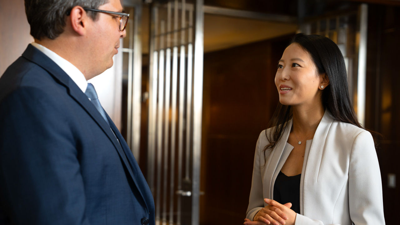 From left to right: Jon Bock and Stacy Wang