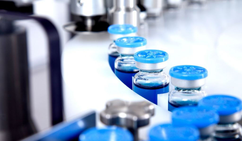 Vials on a conveyor belt