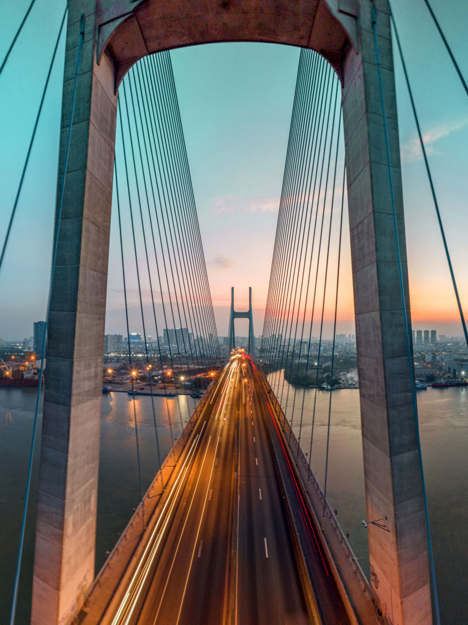 Suspension Bridge View from Above Deck